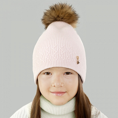 Шапка для девочек Elf-kids Филиппа р.54-56 пудровый 