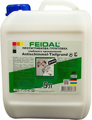 Грунтовка фунгицидная Feidal Antischimmel-Tiefgrund противогрибковая 5 л