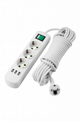 Удлинитель Lezard Letitia с заземлением 3 гн. белый 5 м 721-0305-302U 