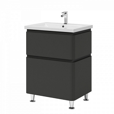 Тумба на ножках Aquarius Modena графит с умывальником Комо 60