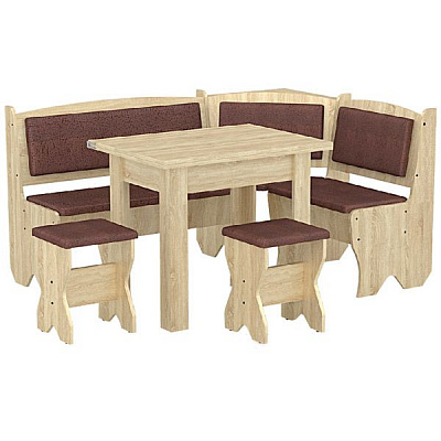 Уголок кухонный Компанит Император со столом и 2 табуретками дуб сонома бронза