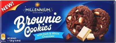 Печенье с темным и белым шоколадом Brownie Cookies Millennium к/у 126г 125 г 