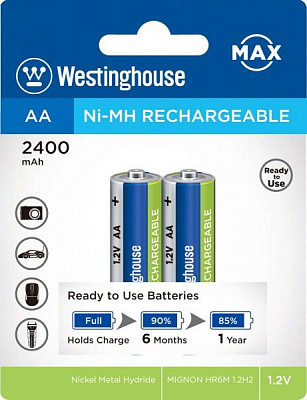 Акумулятор Westinghouse Ni-Mh 2400mAh Max AA (R6, 316) 2 шт. (NH-AA2400ARBP2-Max)
