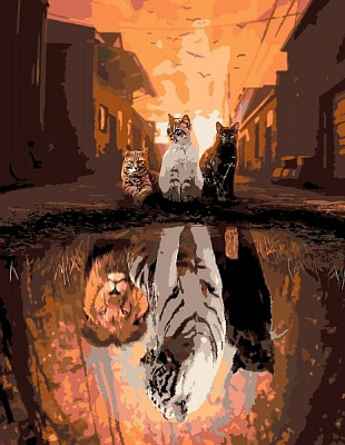 Картина за номерами Три кішки 35x45 см Rosa Start