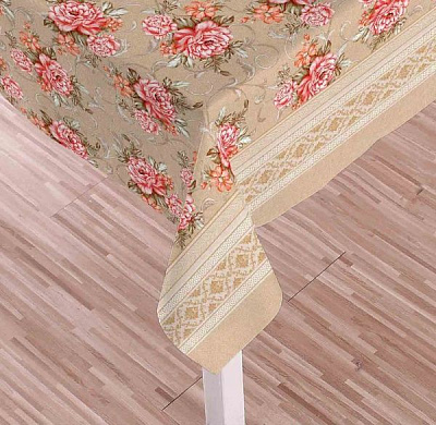 Скатертина Ніжність 180x137 см бежевий із рожевим Даріана