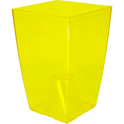 Кашпо пластиковое Lamela Финезия квадратный 3,1л желтый/прозрачный (377) 