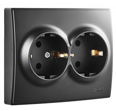 Розетка двойная с заземлением Lezard Lesya без шторок антрацит 705-4242-127B