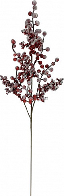 Веточка декоративная с красными ягодами заснеженная 60 см FK21A011H