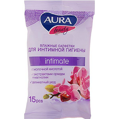 Влажные салфетки Aura для интимной гигиены 15 шт (100124)