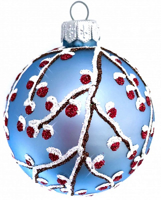 Шар новогодний Юріта Ветка калины d 70 мм голубой A70074M