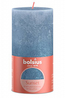 Свеча Рустик столбик SUNSET 130/68 небесно-синяя Bolsius