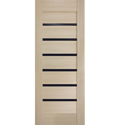 Дверное полотно ОМиС Лагуна ПО черное стекло 600 мм дуб латте