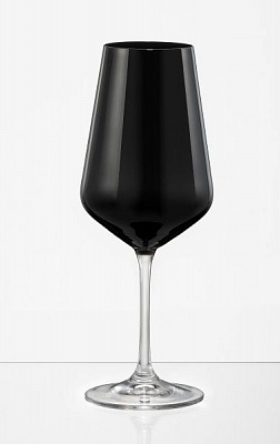 Набор бокалов для вина Sandra черный с прозрачной ножкой 450 мл 6 шт. Bohemia 