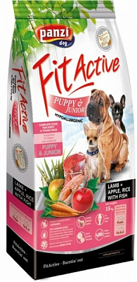 Корм сухий для цуценят для усіх порід FitActive Puppy&Junior з ягням 15 кг