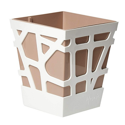 Вазон пластиковый Idel Quadro 17 см квадратный 4,3 л коричневый/белый (740026) 