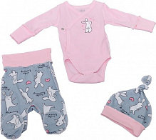 Комплект детской одежды Фламинго серый с розовым р.50 433-222 