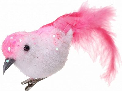 Елочная игрушка Птичка 18 см розовая HF20Y12-03 