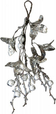 Декорація новорічна Гілка-підвіска з квітами і сніжками 27 см EPI-SA5751H7