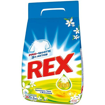 Стиральный порошок Rex Automat 2 в 1 Зеленый чай и жасмин 3 кг