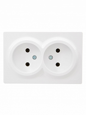 Розетка подвійна побутова без заземлення Lezard LETO IP20 білий 752-0200-128B