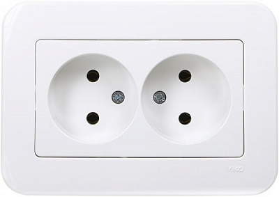 Розетка двойная без заземления Viko Rollina без шторок без крышки белый 90420055