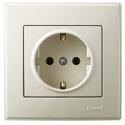 Розетка с заземлением Lezard Lesya без шторок без крышки кремовый 705-0303-122B