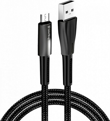 Кабель ColorWay USB - MicroUSB Zinc Alloy + Led 2.4А 1 м black