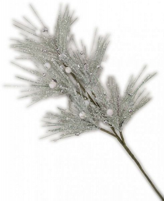 Декорація новорічна Гілка хвойна з білими ягодами 80 см RS1Z2134