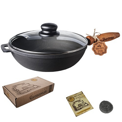 Сковорода чавунна 26x6 см зі скляною кришкою Т305С3 Maysternya