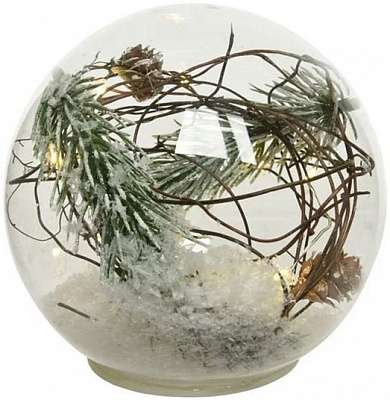 Сувенир новогодний шар стеклянный веточки которые светятся 12х8 см RHYD1208 