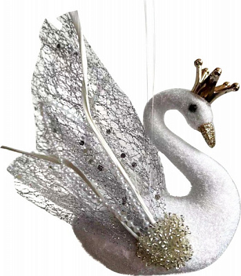 Декорація новорічна Blooming лебідь 13 см