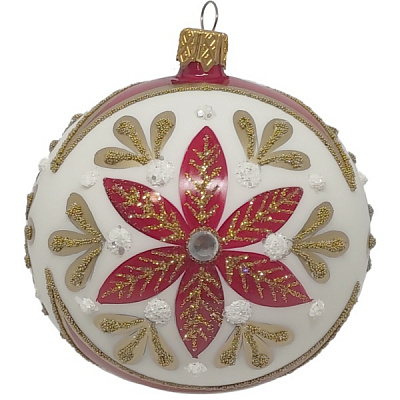 Шар новогодний 80 мм белый 10159