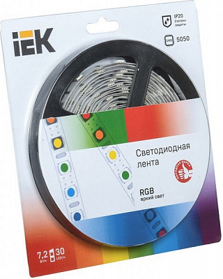 Стрічка світлодіодна IEK LSR-5050RGB30 7.2 Вт IP20 12 В різнокольоровий (RGB)