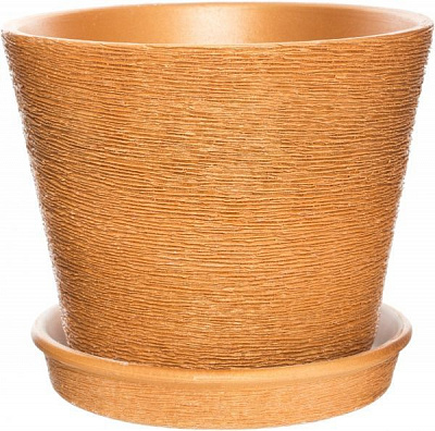 Горшок керамический Керамол Евро 2 (Ажур) круглый золотистый (2) 