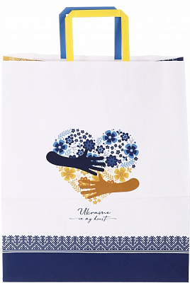 Пакет паперовий 320х150х380 білий з ручками