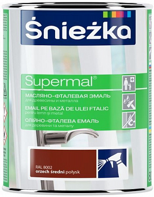 Эмаль Sniezka масляно-фталевая Supermal орех средний глянец 0,8л