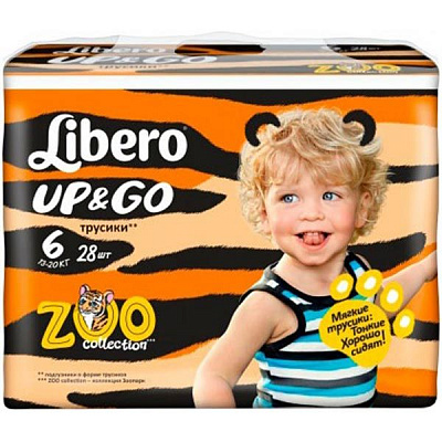 Подгузники Libero Up & Go 6 XL 13-20 кг 28 шт