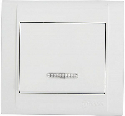 Вимикач одноклавішний Makel Defne з підсвіткою 10 А 250В білий 42001021