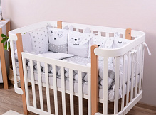 Комплект для дитячого ліжечка Baby Veres Smiling Animals (6 одиниць) сірий із білим