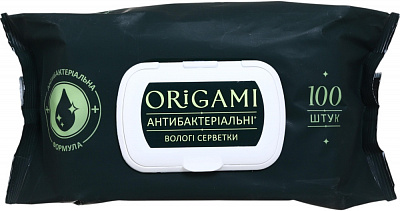 Влажные салфетки ORIGAMI антибактериальные (с клапаном) 100 шт.