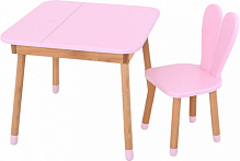 Комплект стол и стул ArinWOOD Зайчик Desk с ящиком розовый 04025 