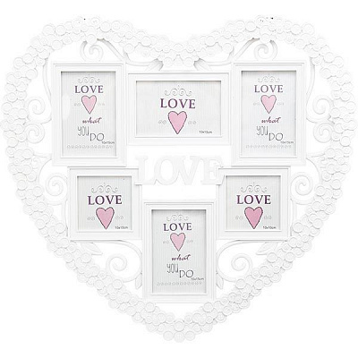 Фоторамка Коллаж Сердце белая 6 шт
