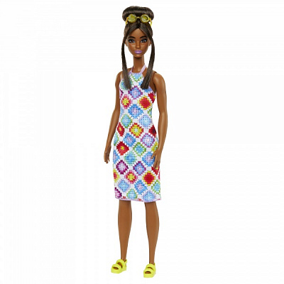 Лялька Barbie Модниця в сукні з візерунком у ромб HJT07