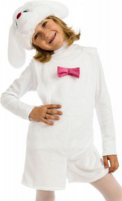 Костюм карнавальний КАРНАВАЛІЯ Зайчик білий 4-7 років (комбінезон, шапка-маска) р.116-122