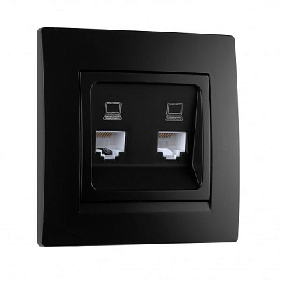 Розетка комп’ютерна подвійна подвійна UP! (Underprice) One Plus антрацит 706-4242-141