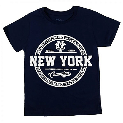 Футболка для мальчика AKKU New York р.140 темно-синий 9164 