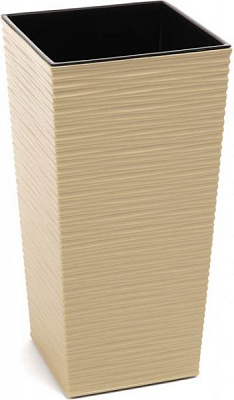 Горщик пластиковий Lamela Фінезія 400 з вкладом долото-капучино квадратний 20л капучино