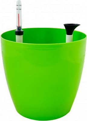 Вазон пластиковый Алеана МАТИЛЬДА с поливом 30x27,5 см круглый 15,8л оливковый 