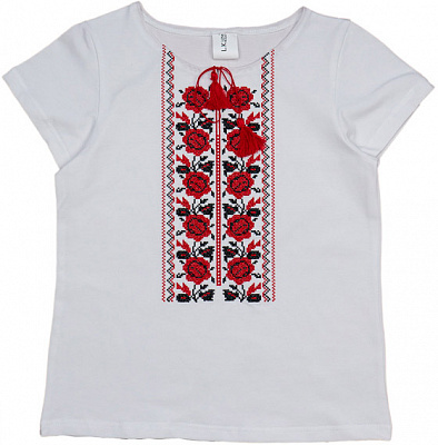Вышиванка для девочек Luna Kids Розы р.128 белый 0103 