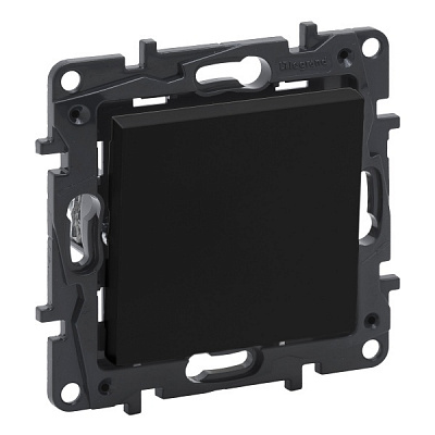 Выключатель одноклавишный Niloe Step 863501 без подсветки черный